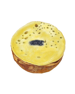 Digital illustration of traditional asian sweet mud cake Kue Lumpur