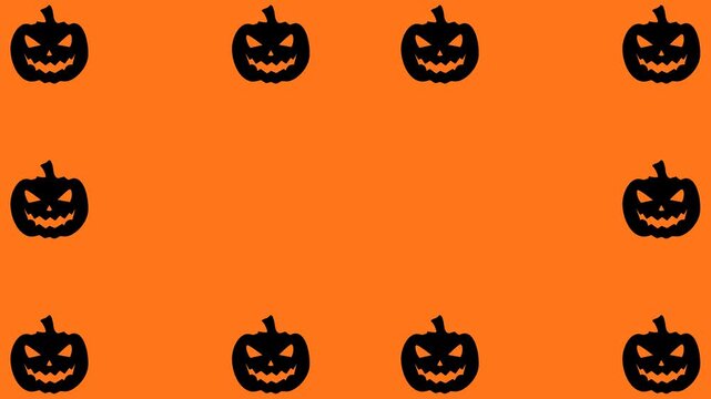 Halloween Pumpkin Border Frame on Bright Orange Background