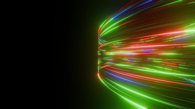 Vibrant abstract light trails with dynamic motion and neon colors.