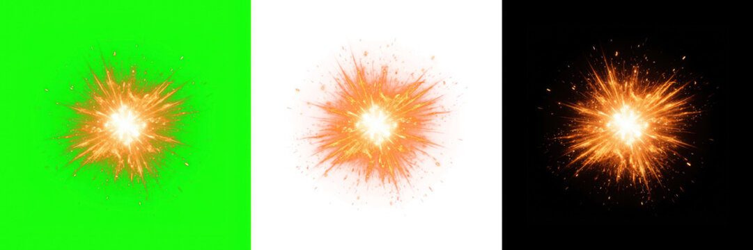 Bright explosion with radiant particles and vibrant colors for dynamic visual effects and graphic design projects