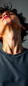 Chin tucks toward chest, releasing tension in neck muscles, neck relief, wellness tips
