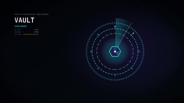 Abstract Biometric Vault Cyber Security Authentication Animation