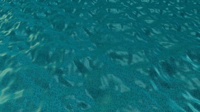 Abstract Teal Micro-Hexagonal Mesh with Undulating 3D Terrain Surface