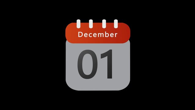 Minimalist digital calendar showing the date of december first isolated on a solid black background, for planning and, scheduling concepts, in business or, personal time management applications