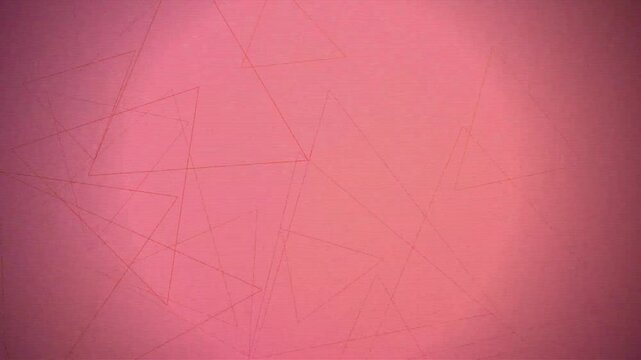 Abstract pink digital background with red geometric triangle outlines and horizontal scan lines.