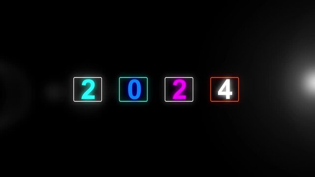 2024 Neon Glow Countdown Intro - Aesthetic Cyberpunk Motion Graphics for Reels & Shorts. Multi-Color Vibrant Glowing Number Animation | High-Quality Digital Celebration Overlay Video