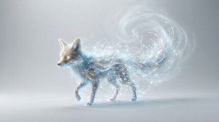 Obraz premium Ethereal fox made of swirling light and magical energy