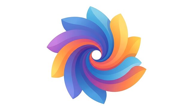 Colorful spiral floral 3D logo design.