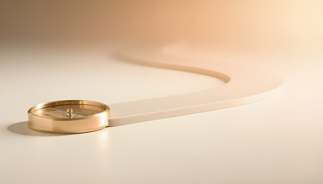 Elegant Brass Compass with Curved Path Representing Strategic Business Planning and Direction for Future Success