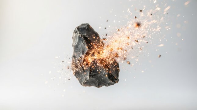 Flint stone striking creating sparks