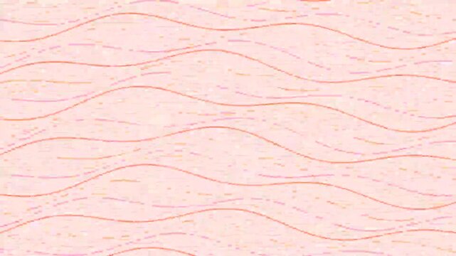 Seamlessly looping abstract motion graphic of pink and orange dashed waves on a soft peach background.