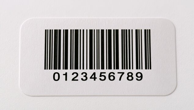 Close up of a barcode with numbers on a white background.