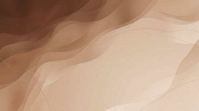 Abstract, blurred, brown and beige waves on a white background.