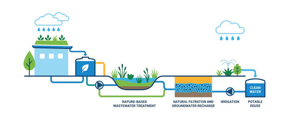 Fototapeta premium Sustainable Water Management System: Rainwater Harvesting, Filtration, and Reuse