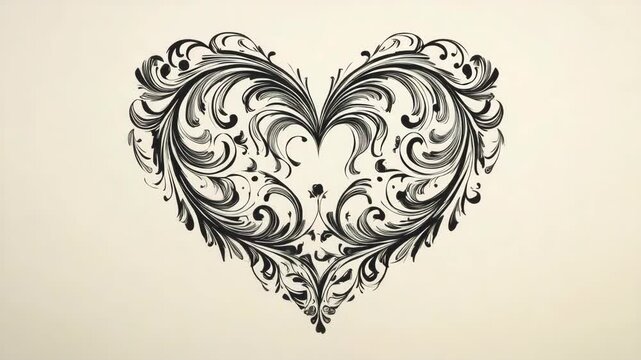 This features an elegantly designed heart with a floral border, perfect for romantic occasions or as a decorative element on greeting cards and stationery.
