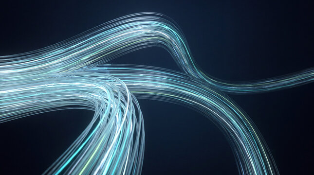 Curved 3D light strands forming a gentle S-shape