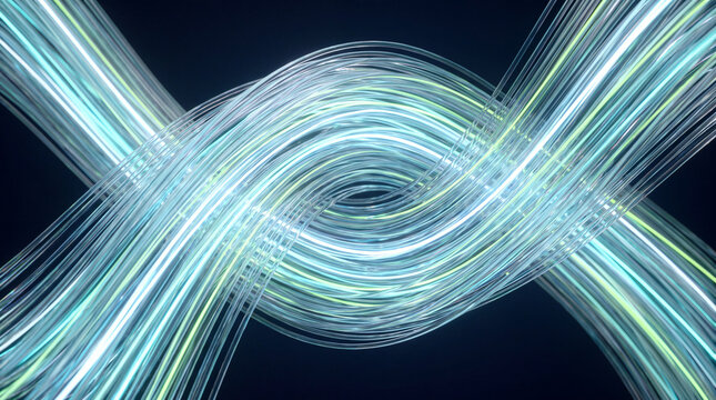 Interlocking 3D glass loops crossing in a figure-eight