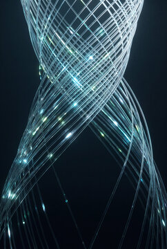 Woven 3D fiber strands rendered as a braided cylinder