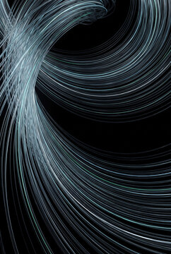 Sweeping 3D fiber strands curving in a vertical fan