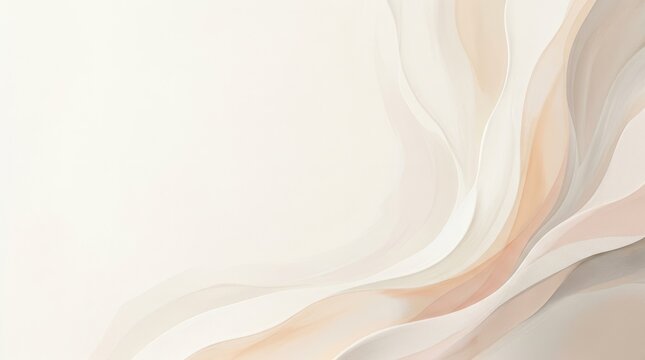 Abstract, fluid, beige and brown waves on a white background.