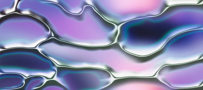 Soft blurry stained glass cell pattern background abstract metallic chrome outline soft lilac purple pastel blush pink deep teal blue colors matte noise