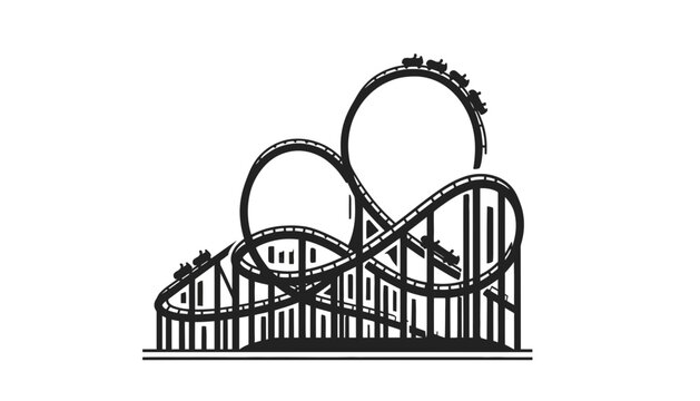Rollercoaster graphic icon depicting amusement park attraction ride