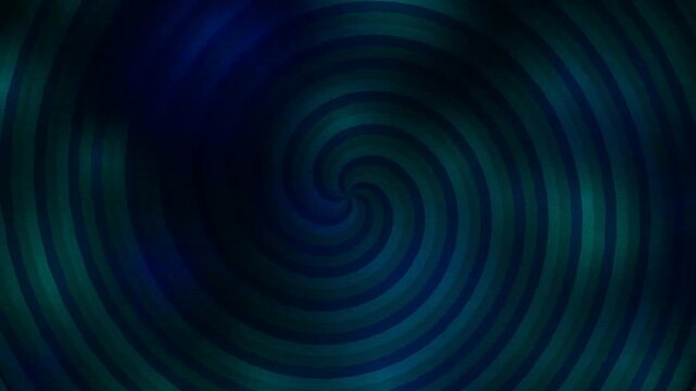 A dark teal and blue hypnotic spiral rotates in a continuous abstract loop.