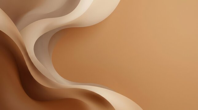 Abstract, fluid, beige and brown waves on a beige background.