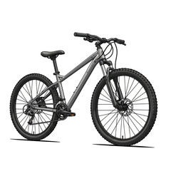 Obraz premium Modern Mountain Bicycle Isolated on Transparent Background - Gray MTB Bike for Trail Riding and Outdoor Sports