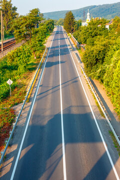 countryside road through carpathian mountains. beautiful summer landscape for ukraine travel background