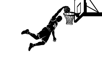 Basketball Player Slam Dunk Vector Illustration © Sinyo