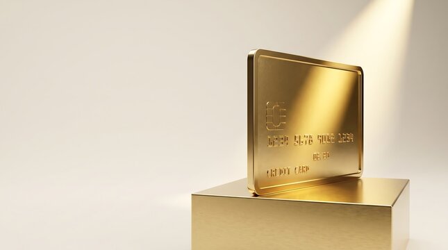 A gold bar sitting on a pedestal with a light shining on it