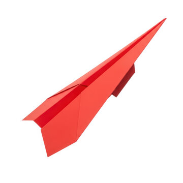 Red paper airplane flying