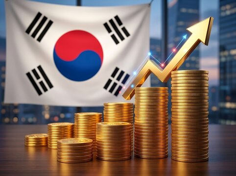 South Korea economic growth. Economic expansion, national prosperity, financial development, investment growth, business confidence