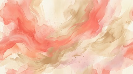 Fototapeta premium A pink and beige abstract watercolor painting with a textured, flowing, and wavy pattern.