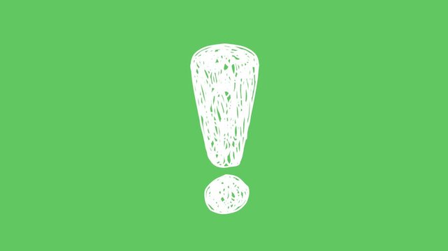 Hand drawn exclamation mark squiggle animation green screen