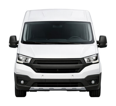 PNG White delivery van front view.