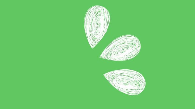 Hand-drawn sweat drops squiggle motion loop on green screen
