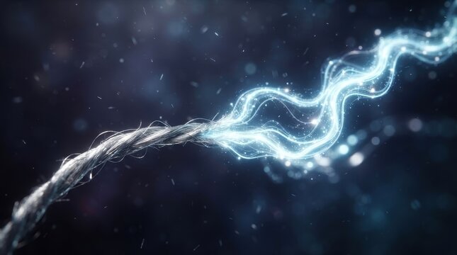 Abstract electrical discharge and glowing energy particles from a wire