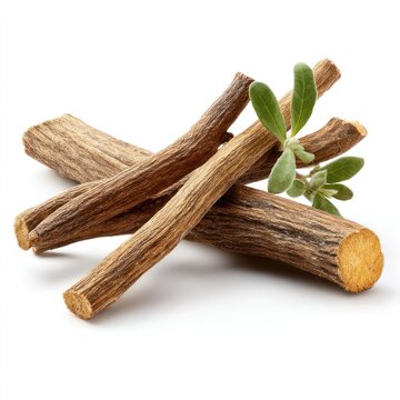 Organic licorice root herbs isolated