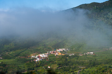 Fototapeta premium Las Portelas village in mist, Tenerife