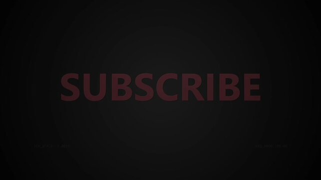 Animated SUBSCRIBE Text Call to Action with Digital Elements on Dark Background for Video Content
