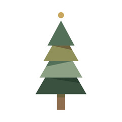 Obraz premium Minimalist flat vector illustration of a stylized evergreen Christmas tree with geometric shapes.