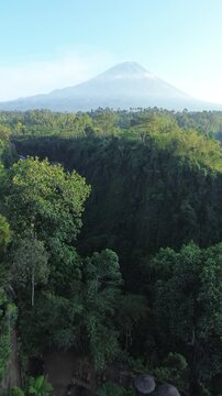 view from the mountain and waterfall drone view