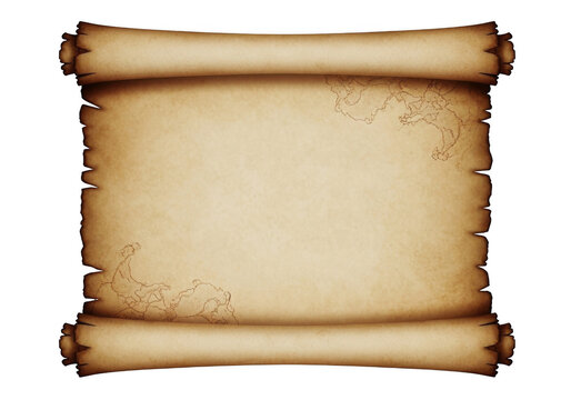Vintage antique paper scroll isolated on transparent background