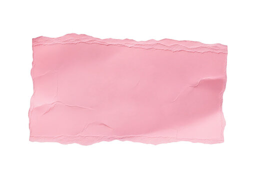 Torn pink paper with rough edges sits on transparent background