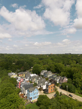 New colorful homes near downtown Raleigh, North Carolina