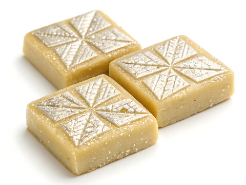 Kaju katli diamond sweets  isolated on a pure white background