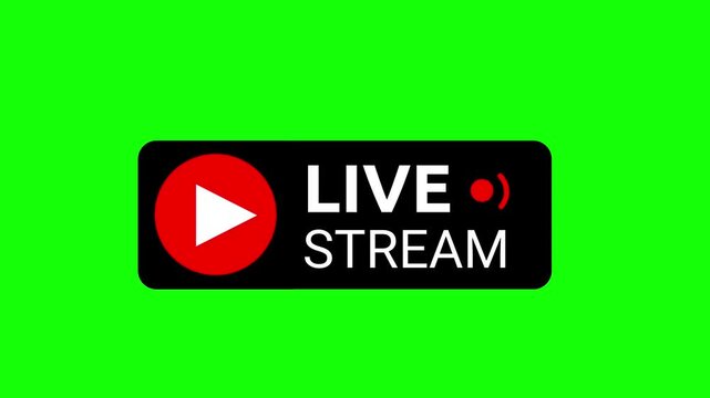 Live Stream Broadcast Overlay Animation with Play Button on Green Screen
