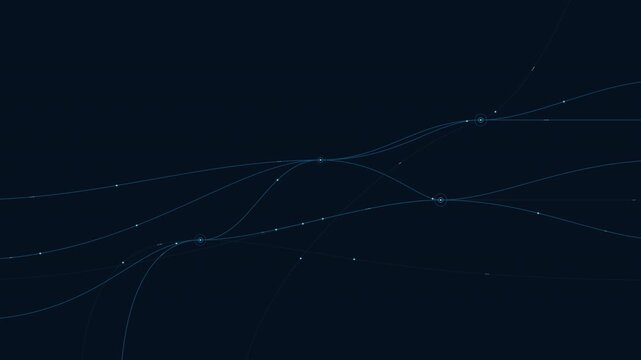 Abstract enterprise financial data streams moving toward analytics nodes